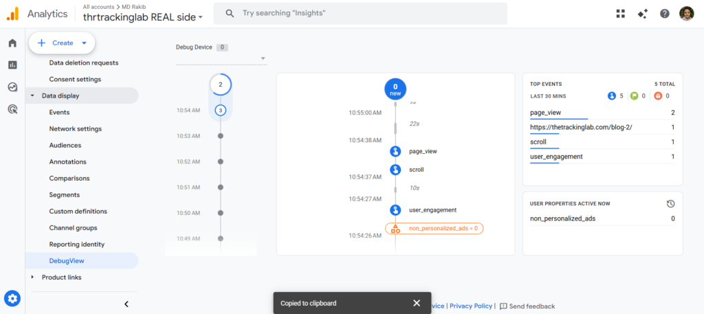 Stop Losing Data: Why Your GA4 Server-Side Setup is Failing (and How I Fixed It) GA4 DebugView showing successful server side event tracking