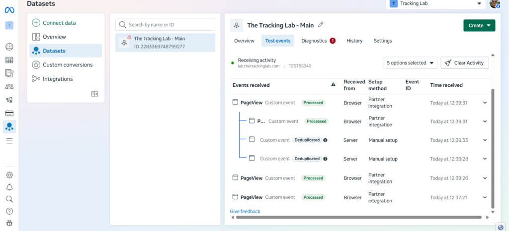 Data comparison report showing increased conversion accuracy and reclaimed data using server-side tracking vs browser-side pixel.